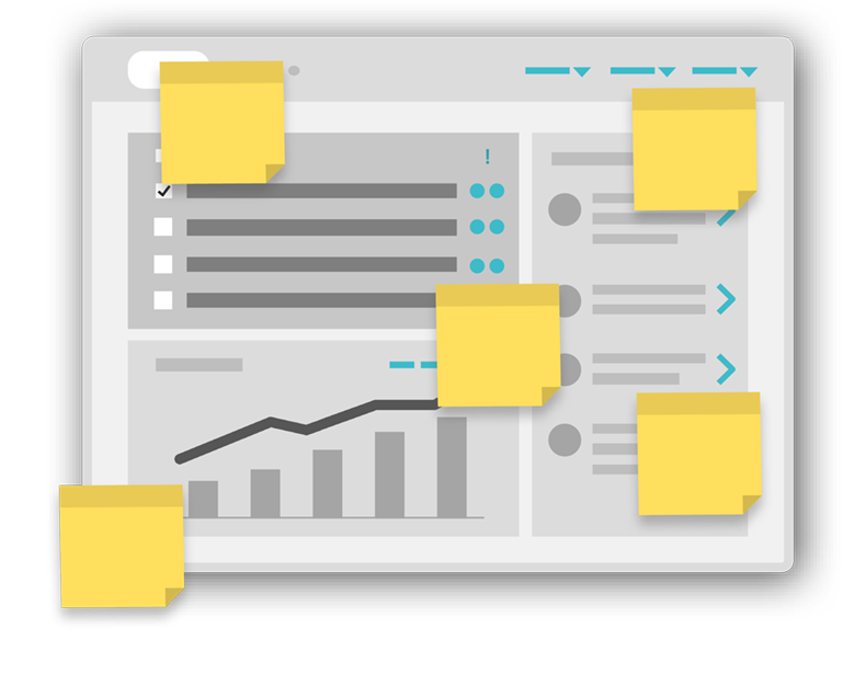 example of a wireframe with a post-it note style annotation